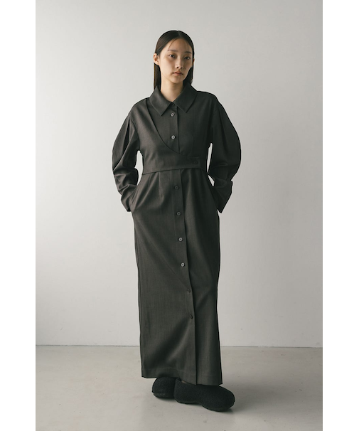 アシンメトリーシャツワンピース