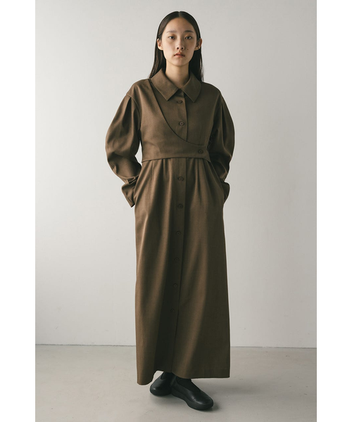 【トム ブラウン】フランネルシャツドレス アシンメトリーシャツワンピース 40 トム ブラウン】フランネルシャツドレス アシンメトリーシャツ