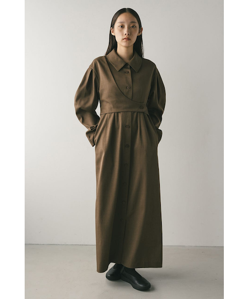 アシンメトリーシャツワンピース