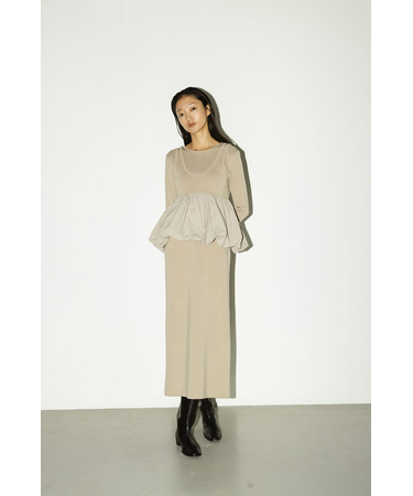 2ピースバルーンペプラムニットワンピース