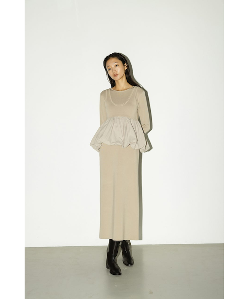 2ピースバルーンペプラムニットワンピース