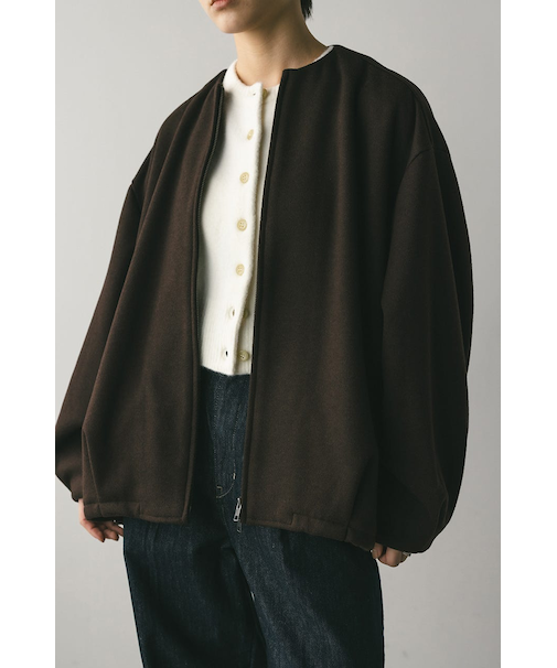 ボンディングノーカラーブルゾン