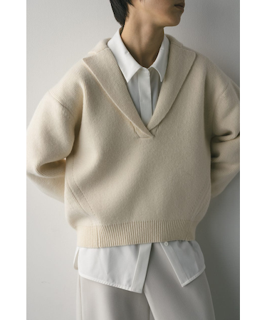 テーラーカラーニットトップ