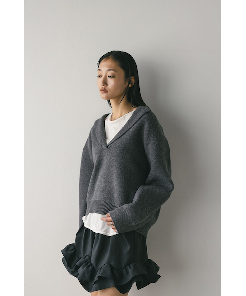 テーラーカラーニットトップ