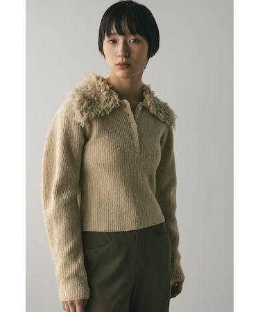 ループカラーニットトップ