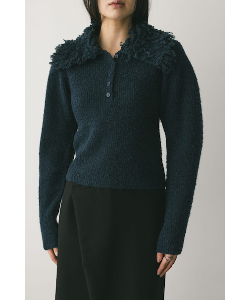 ループカラーニットトップ