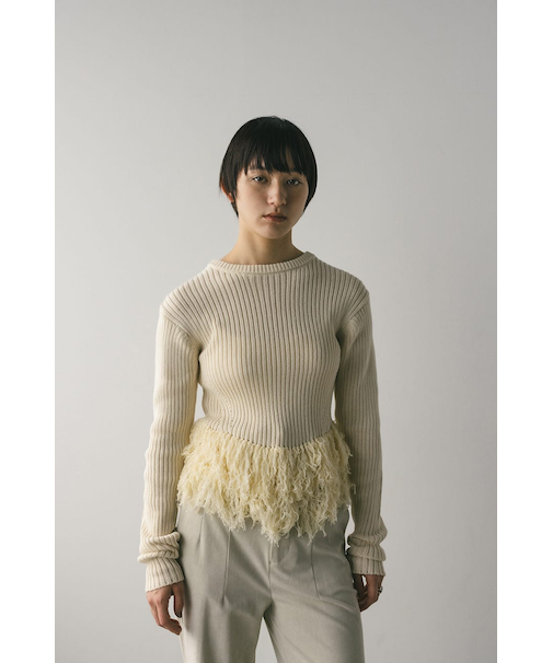 チュールフリンジペプラムニット