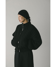 パッファーニットジップカーデ