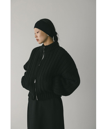 パッファーニットジップカーデ