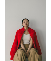 パッファーニットジップカーデ