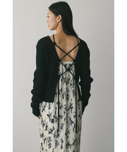 レースアップリブニットトップ