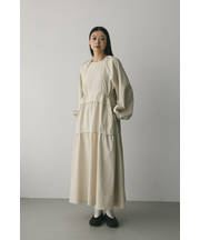 ウエストドロストティアードワンピース