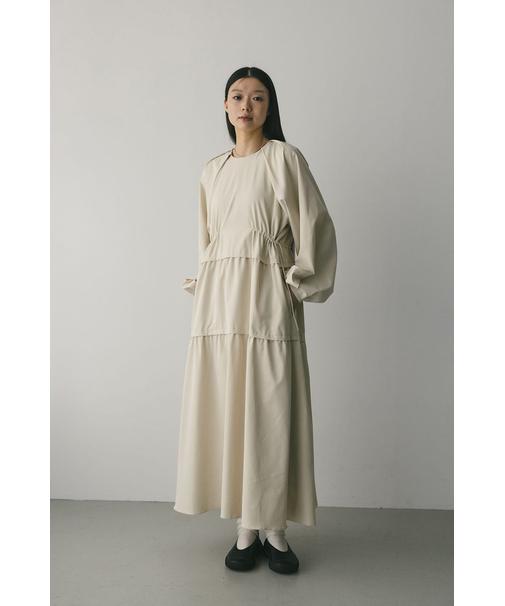 ウエストドロストティアードワンピース