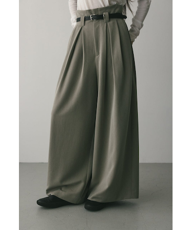 ハイウエストタックワイドパンツ