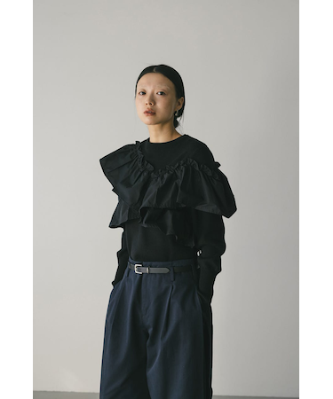 アシンメトリーフリルニットトップ