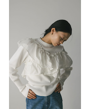 アシンメトリーフリルニットトップ