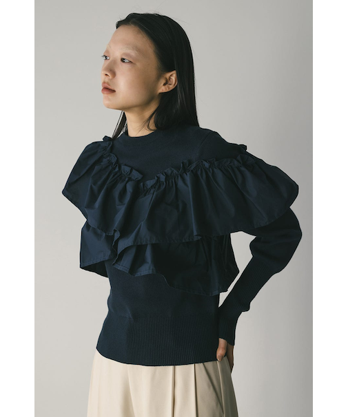 アシンメトリーフリルニットトップ