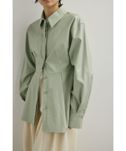 フェイクレザータックシャツ