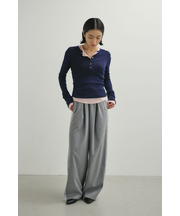 ヘンリーネックシアーニット