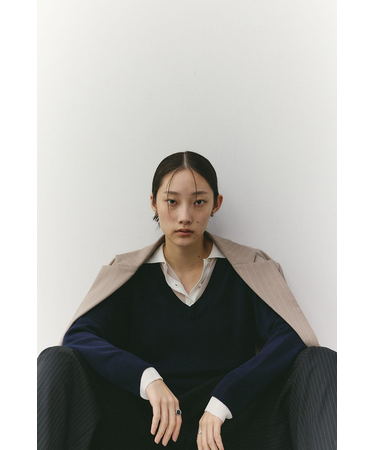 レイヤードポロニットトップ