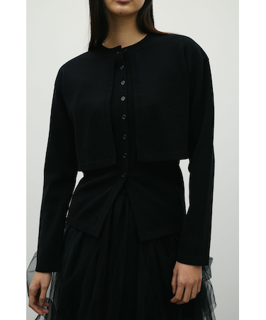 レイヤードニットカーデ