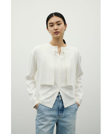 レイヤードニットカーデ