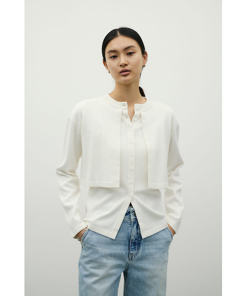 レイヤードニットカーデ