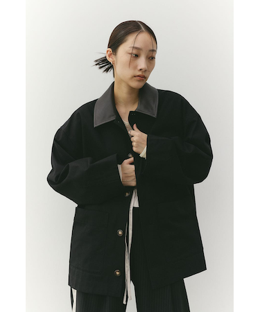 フェイクレザーカラーカバーオール