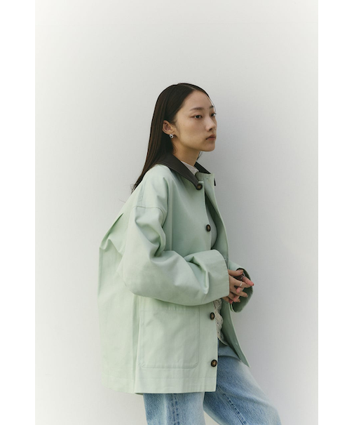 フェイクレザーカラーカバーオール