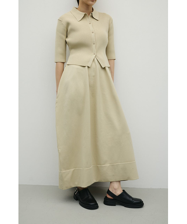 2ピースハーフスリーブポロニットワンピース