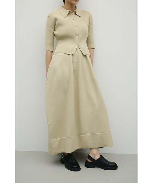 2ピースハーフスリーブポロニットワンピース