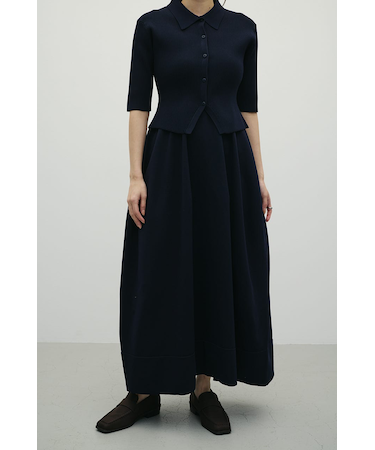 2ピースハーフスリーブポロニットワンピース