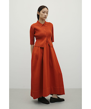 2ピースハーフスリーブポロニットワンピース