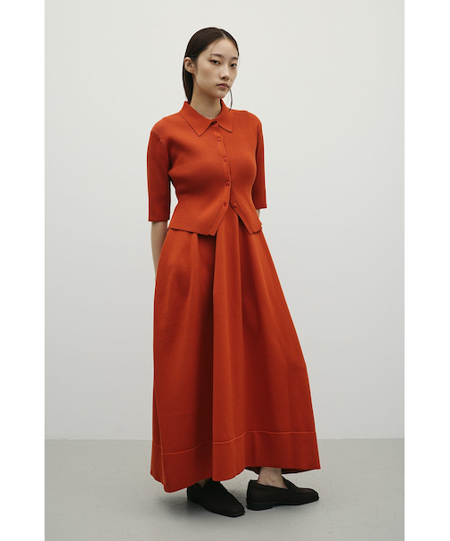 2ピースハーフスリーブポロニットワンピース