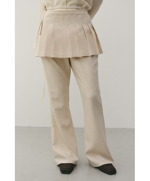 プリーツスカートレイヤードパンツ