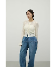 タックショルダーレースカーデ