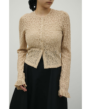 タックショルダーレースカーデ