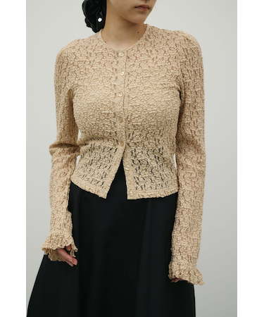 タックショルダーレースカーデ