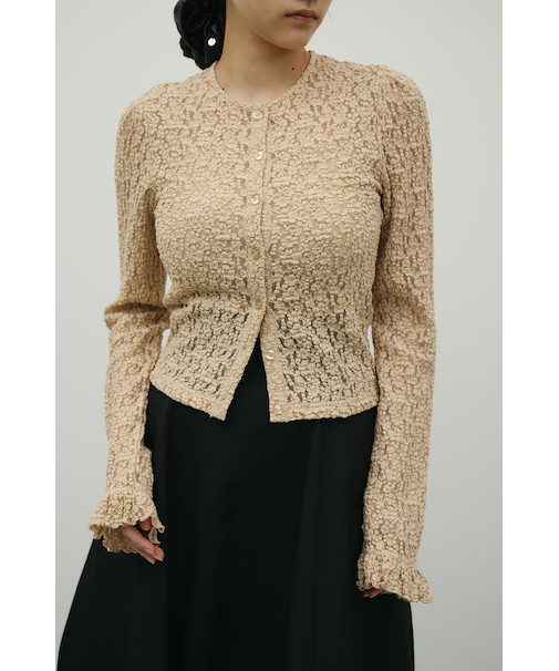 タックショルダーレースカーデ