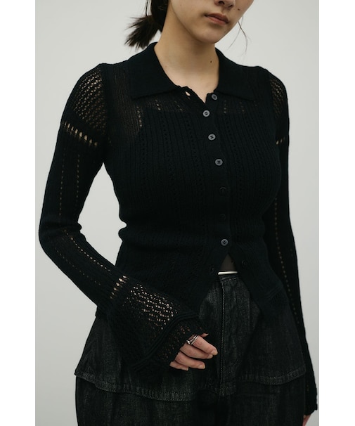 アイレットレースニットポロ