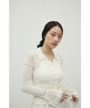 アイレットレースニットポロ