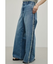 サイドフリンジワイドデニム