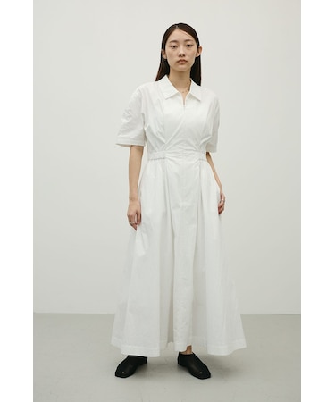 ウエストギャザーシャツワンピース