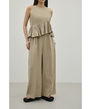 リネンミックスフリルオールインワン