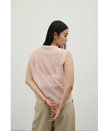 ウォッシャブルリネンミックスニットタンク
