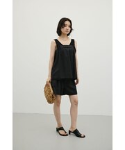 リネンミックスフレアショートパンツ