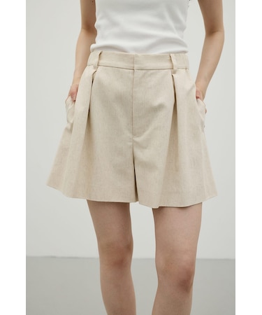 リネンミックスフレアショートパンツ