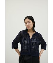 ミックスクロシェニットトップ