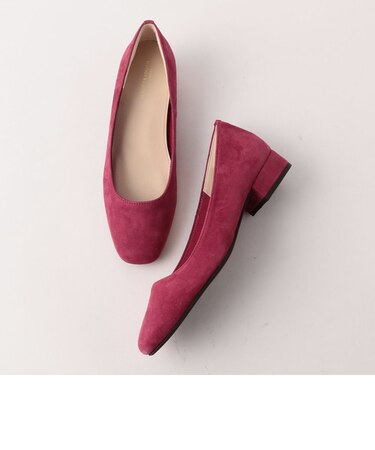 BY スエードスクエアフラットパンプス3.0