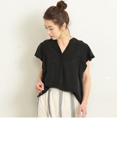 BY∴ スキッパーラッフルスリーブブラウス -手洗い可能-